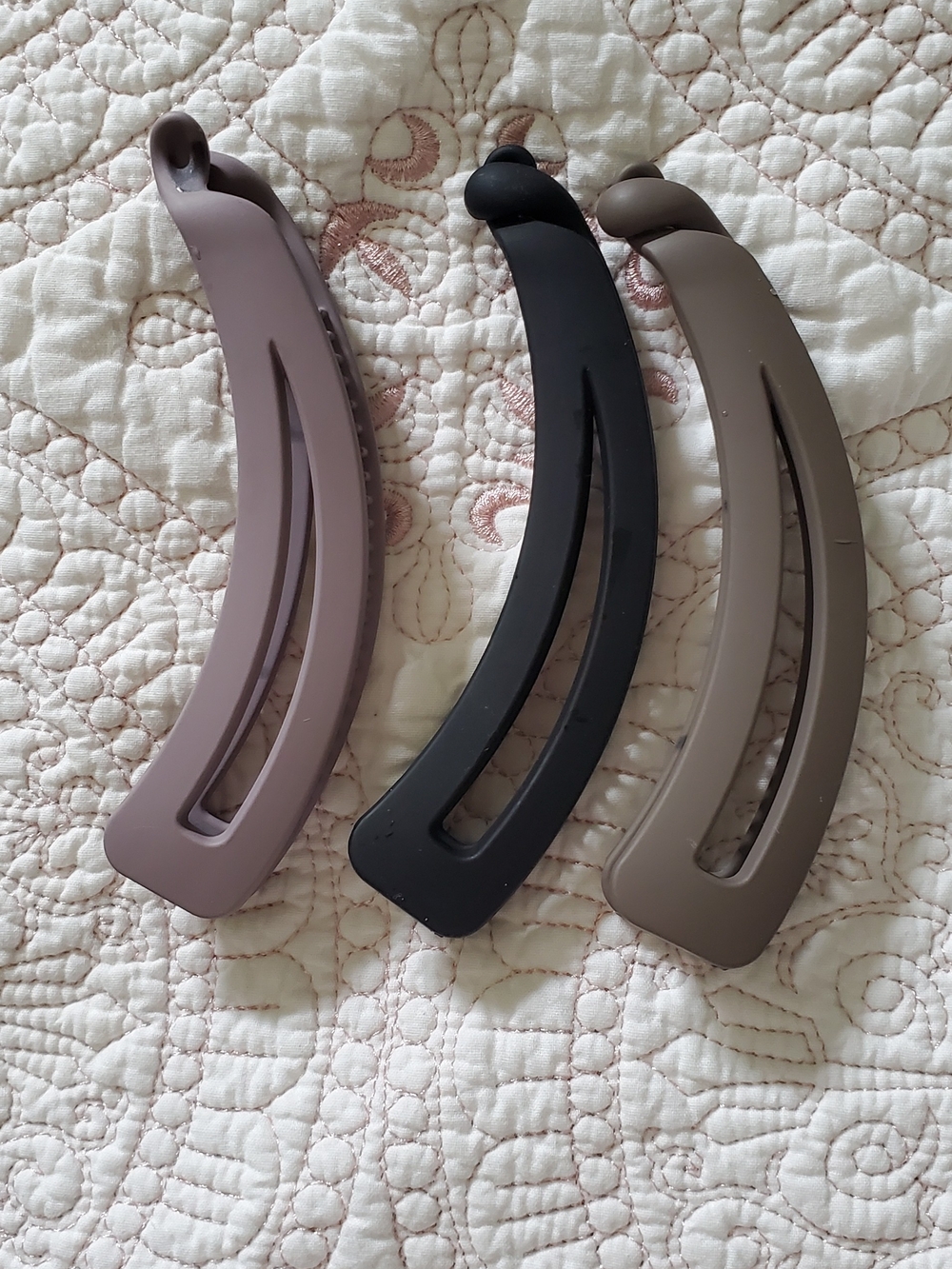 3-Pack Matte Banana Hair Clips - Black, Taupe, Mauve